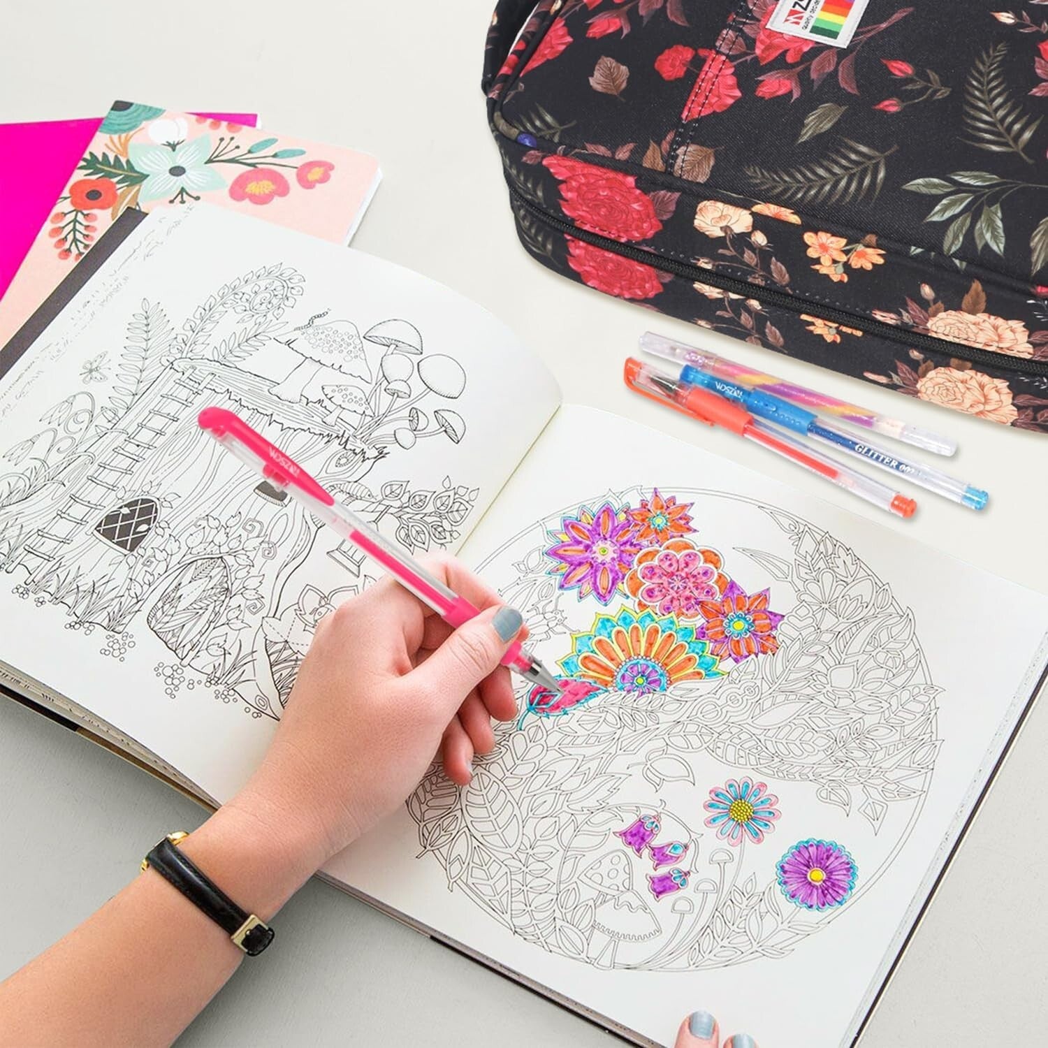 Deluxe 100-Piece Gel Pen Set with Glitter, Metallic & Pastels - Perfect Gift