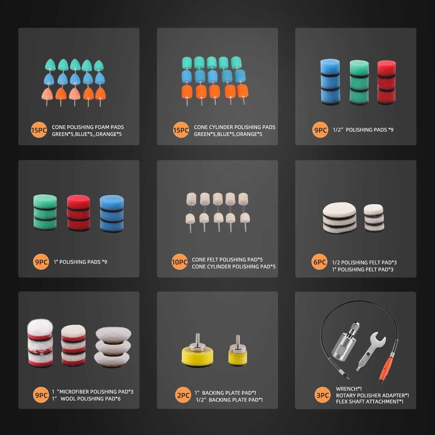 High-Quality 77-Piece Mini Polishing Pads for Fine Detailing on Various Surfaces
