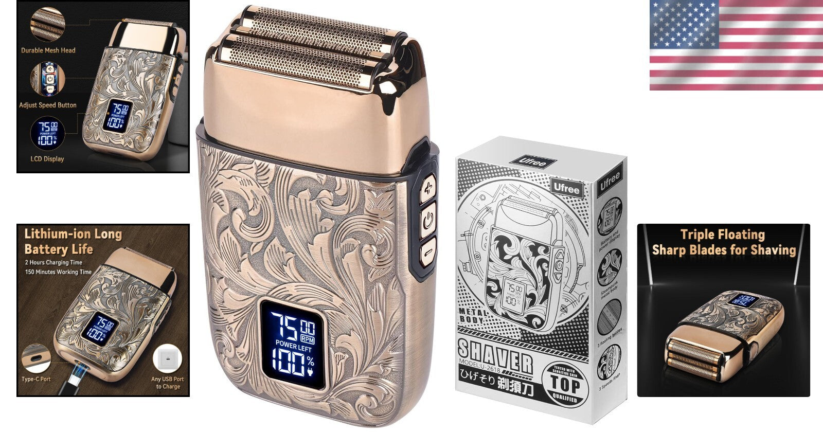 Sleek Electric Shaving Razor with LCD & Protective Sleeve - Perfect Gift for Men