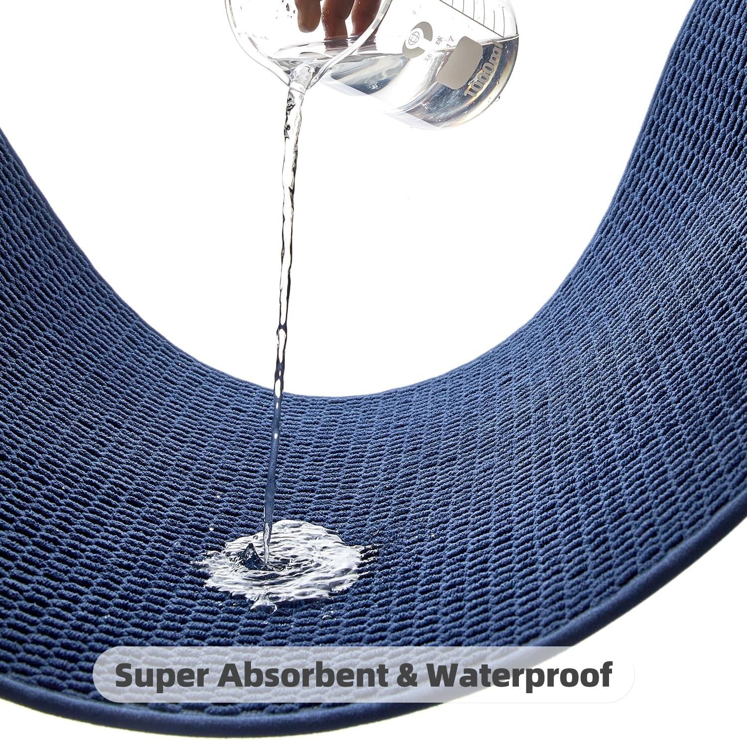 Elegant Quick Dry Navy Blue Bath Mat - Washable Non-Slip Runner Rug 24x60