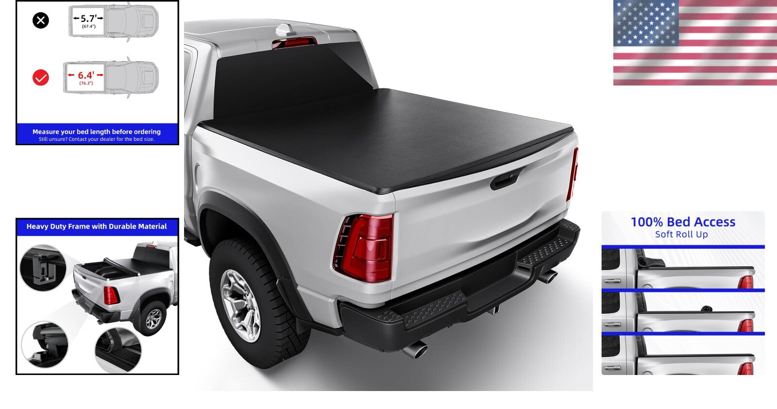 Protective Vinyl Truck Bed Cover for 2019-2025 Ram 1500 - Weather Resistant