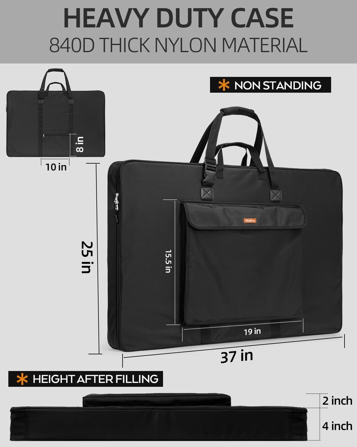 Durable 24x36 Art Portfolio Case - Waterproof with Organized Storage & Strap