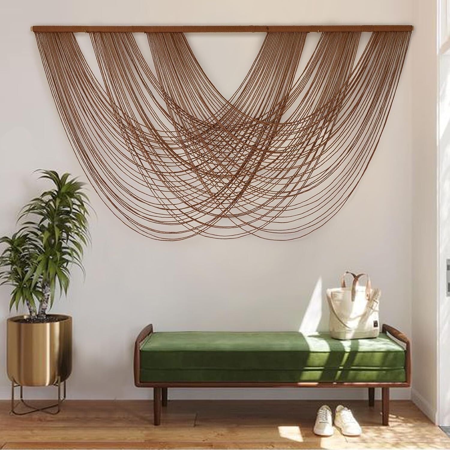 Boho Macrame Wall Hanging 59'' W - Large Cotton Tapestry for Stylish Interiors