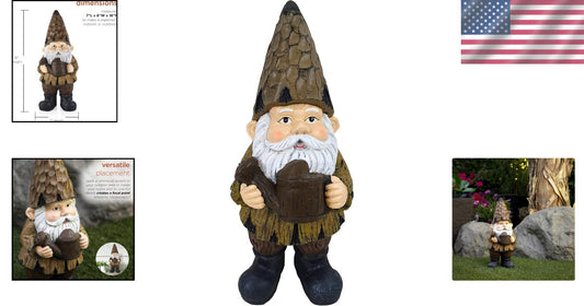 Charming 16" Indoor/Outdoor Gnome with Watering Can - Whimsical Garden Decor