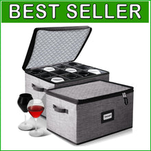 Load image into Gallery viewer, Padded Sturdy Glassware Storage Containers - Quilted Protection for 12 Cups