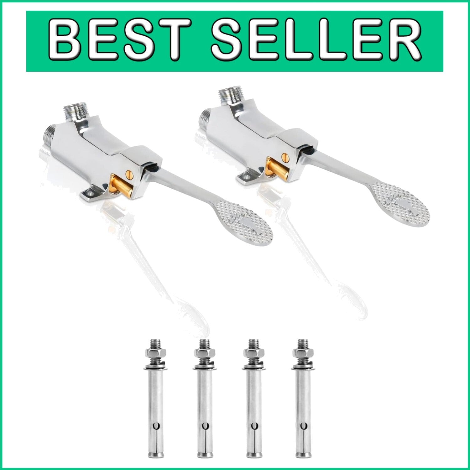 Durable Brass Pedal Valve Pack of 2 for Touchless Kitchen & Bathroom Faucets