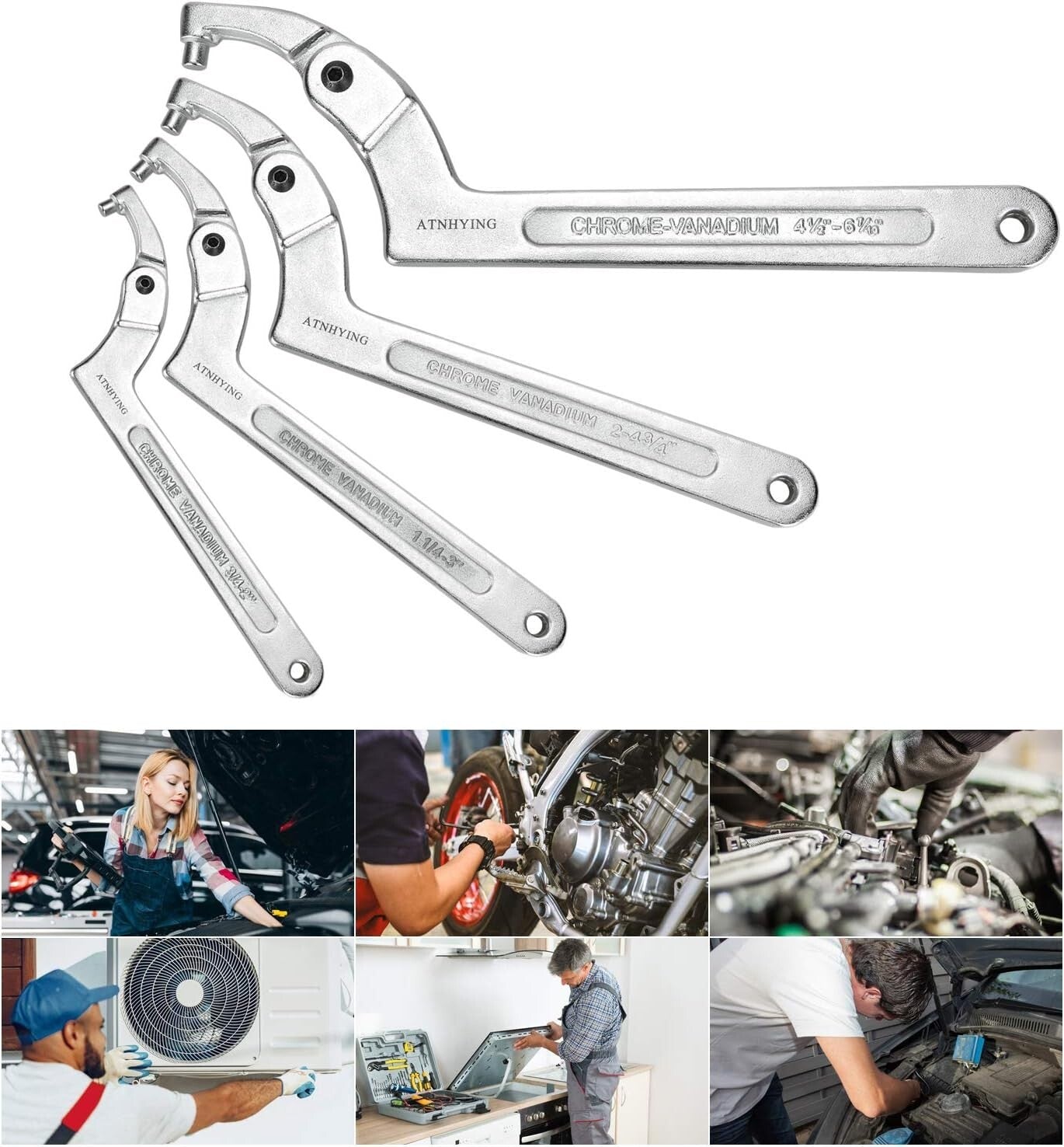 4-Piece Adjustable C Pin Spanner Wrench Set for Versatile Applications