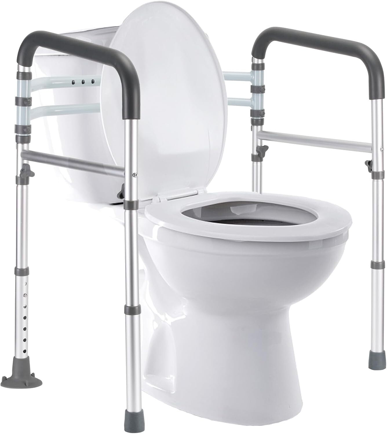 Foldable Toilet Safety Frame with Foam Grip Handles - Elderly & Disabled Support