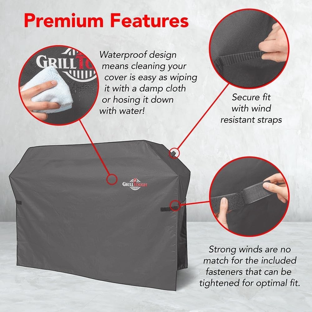Adjustable Heavy-Duty Grill Cover – 60-Inch Waterproof, Fits Weber & Charbroil
