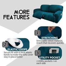 Load image into Gallery viewer, Non-Slip Soft Velvet Sofa Cover, 6-Piece Set for Extra Wide Reclining Loveseats