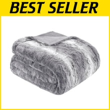 Load image into Gallery viewer, Luxurious Light Grey Poly Fur Throw Blanket, King/Cal King - All-Season Comfort
