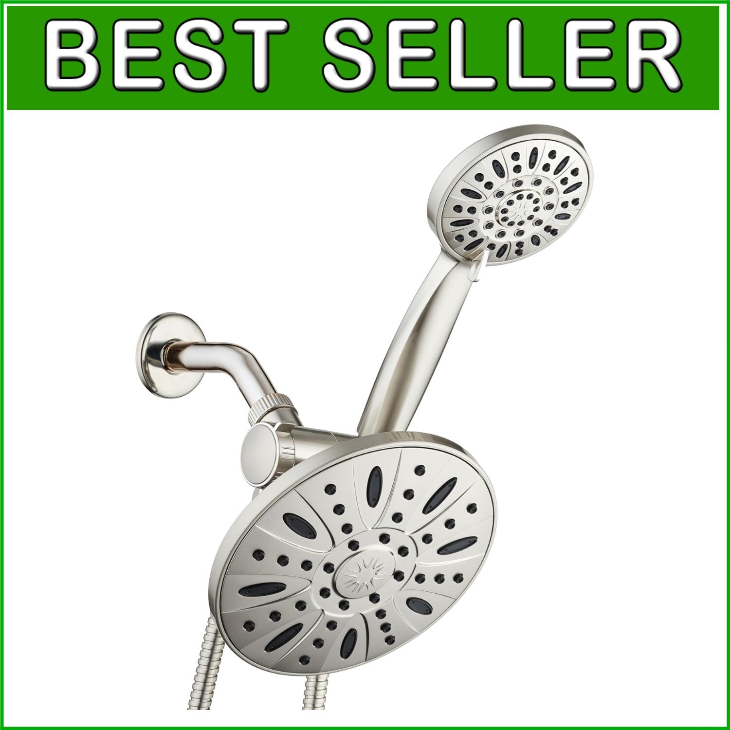 Elegant Satin Nickel 3-Way Rainfall Shower with Handheld Option & 6 Settings