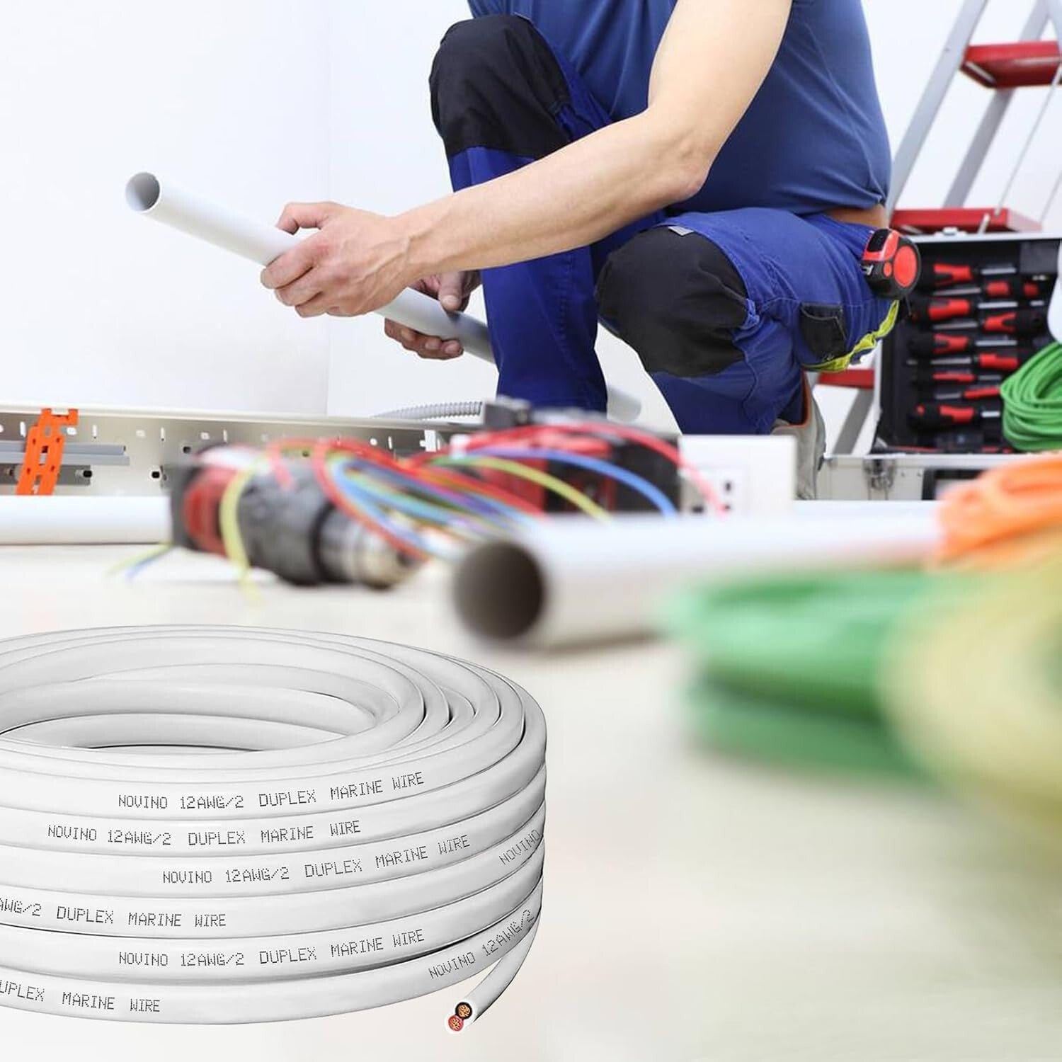 Multi-Purpose 100ft Marine Wire, 12 AWG Duplex Tinned Copper for Boats & RVs