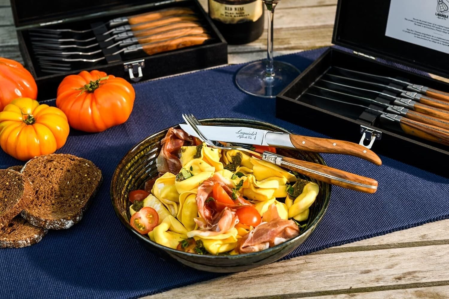 Premium Stainless Steel Steak Knives with Olive Wood Handles - Set of 6