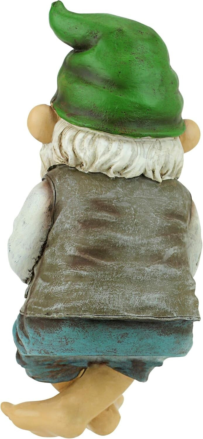 Charming Ziggy Fishing Gnome 9" Tall Cast Stone Resin Shelf Sitter Statue