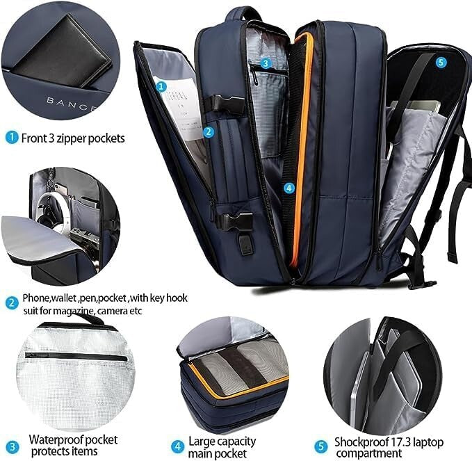 Multi-Purpose 35L Expandable Backpack with Laptop Sleeve - Ideal for Commuting