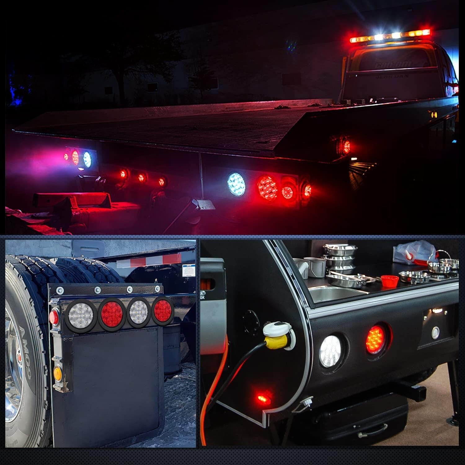 Bright 12-LED 4" Round Truck Tail Lights - Easy Installation & Weather Resistant