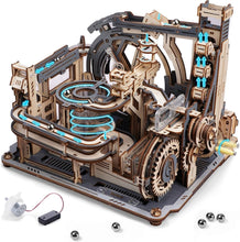 Load image into Gallery viewer, Motorized Marble Spaceport 3D Wooden Puzzle Kit - Unique STEM Gift for Adults
