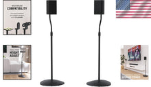 Load image into Gallery viewer, Pair of Adjustable Speaker Stands for Satellite Speakers - Lightweight &amp; Sturdy