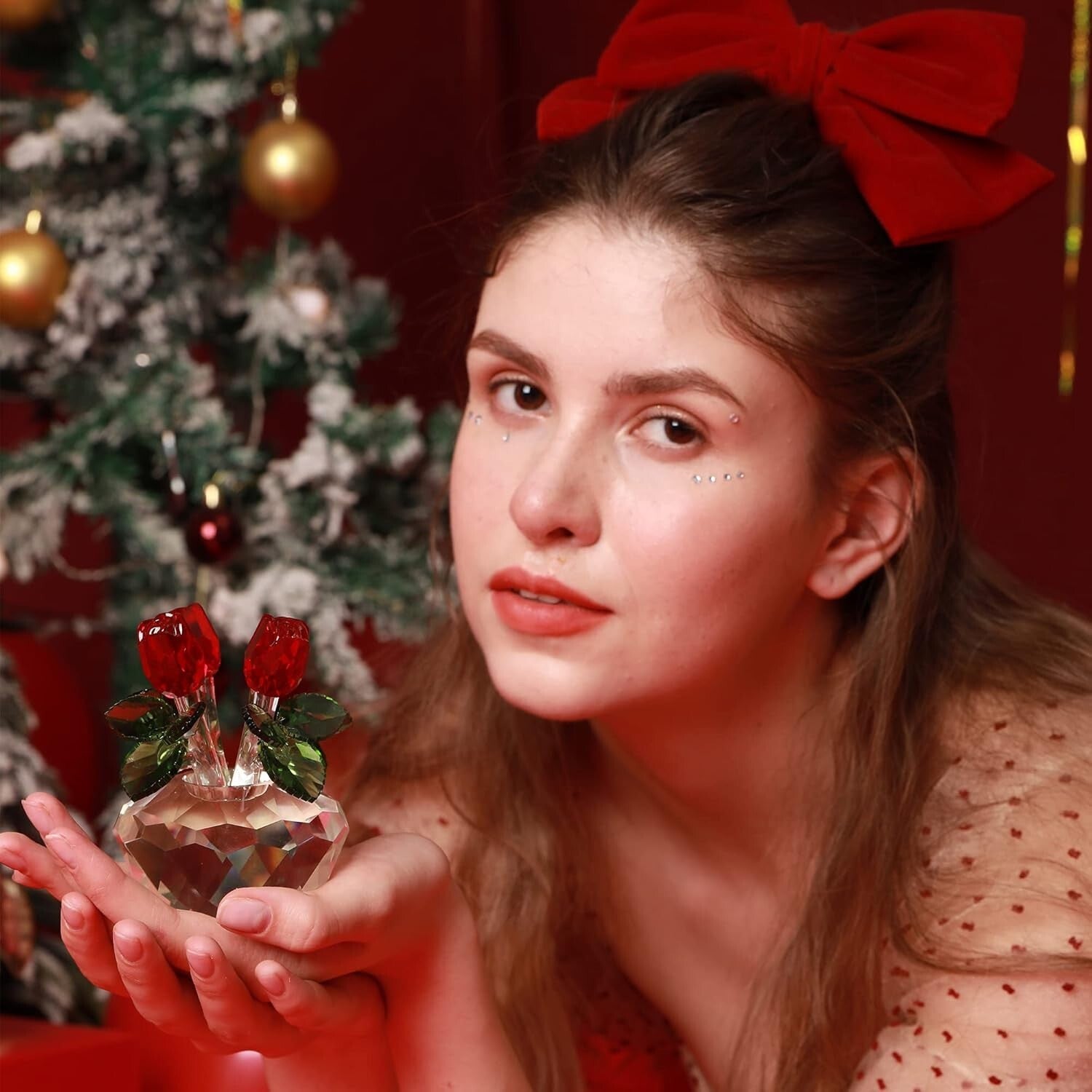 Elegant Crystal Rose Figurine in Gift Box – Timeless Home or Office Decor