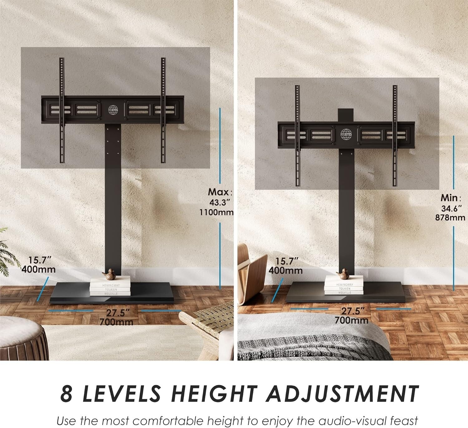 Space-Saving Universal TV Stand with Swivel Mount for 50-85 Inch Screens