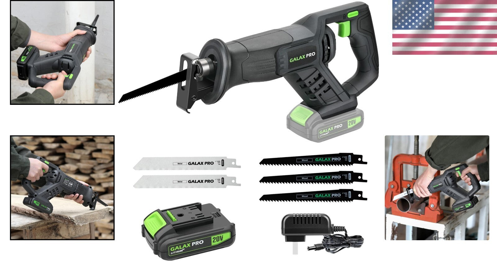 Powerful 20V Cordless Reciprocating Saw with 7/8" Stroke Length & Comfort Grip