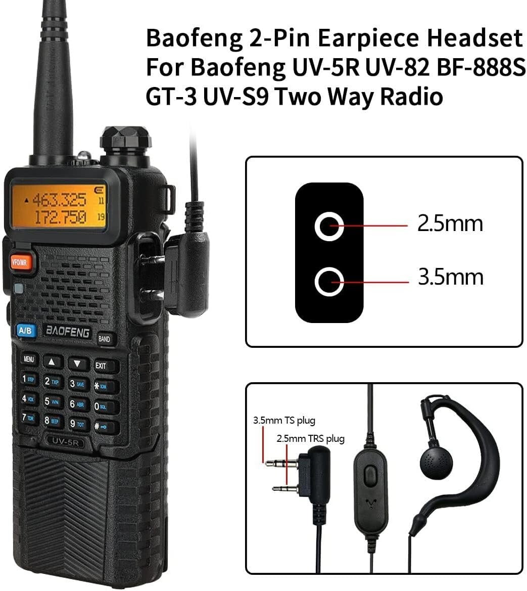 High Power UV-5R Handheld Radio: 8W Transmission, USB Charging + Earpiece Bundle