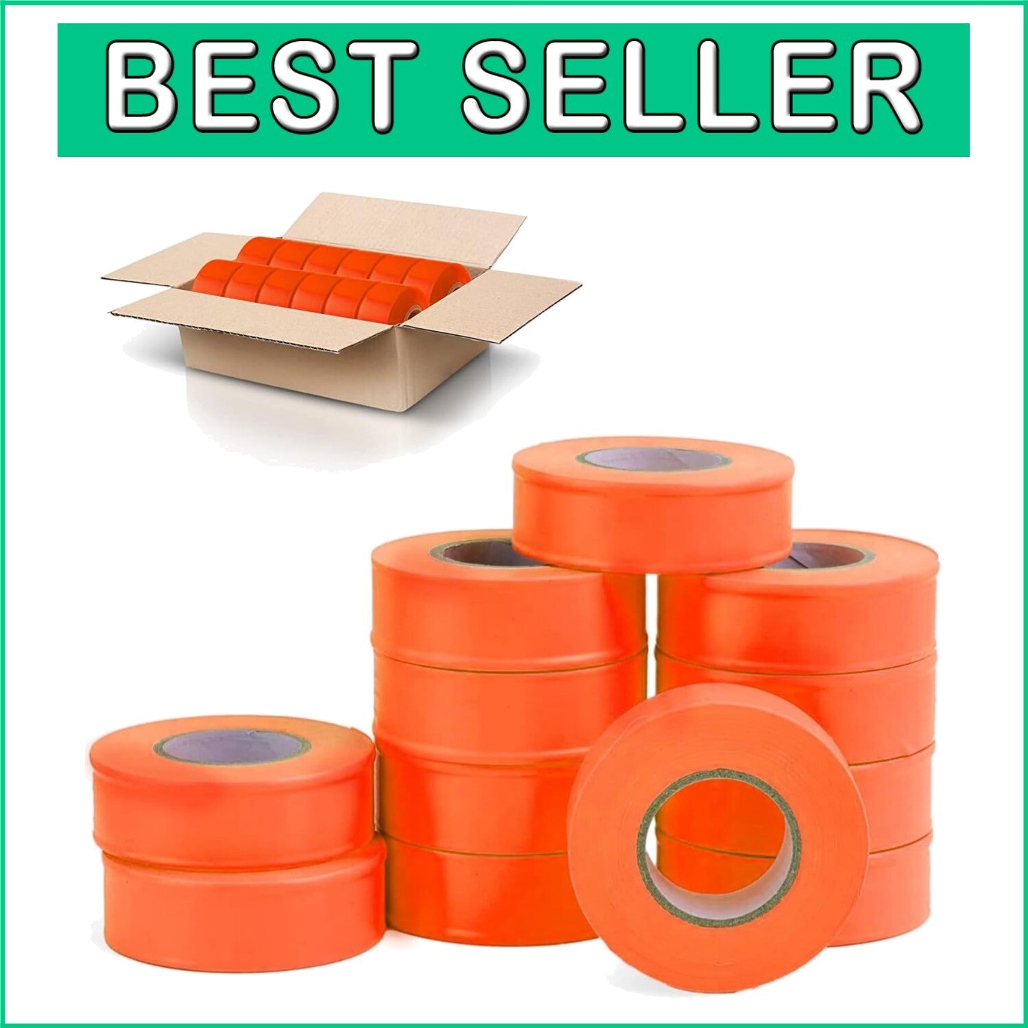 12 Pack Fluorescent Flagging Tape - High Visibility Marking Solution, 300 ft