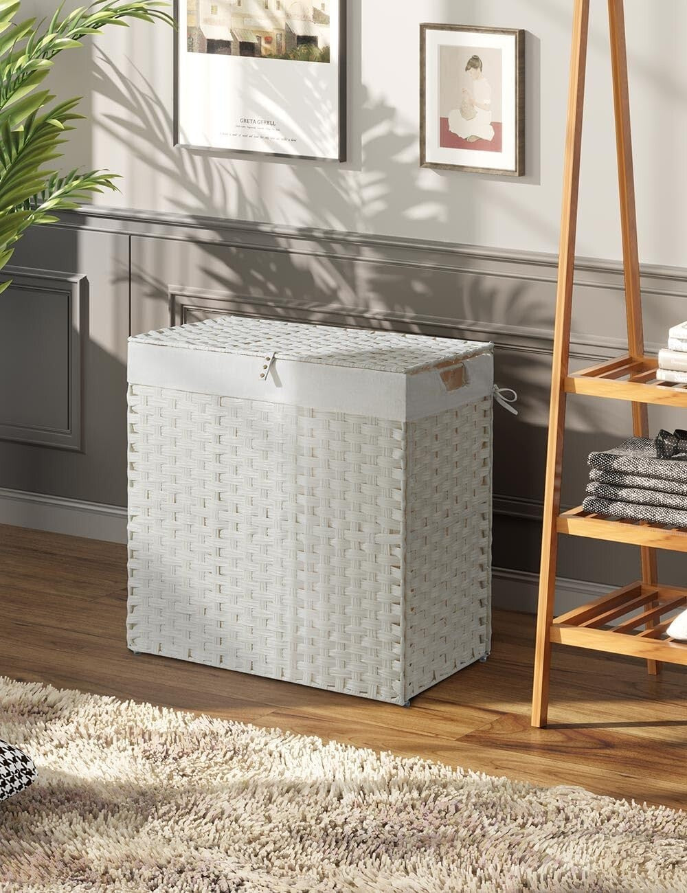 Durable Foldable Laundry Basket 110L with Lid - Stylish Organization Solution