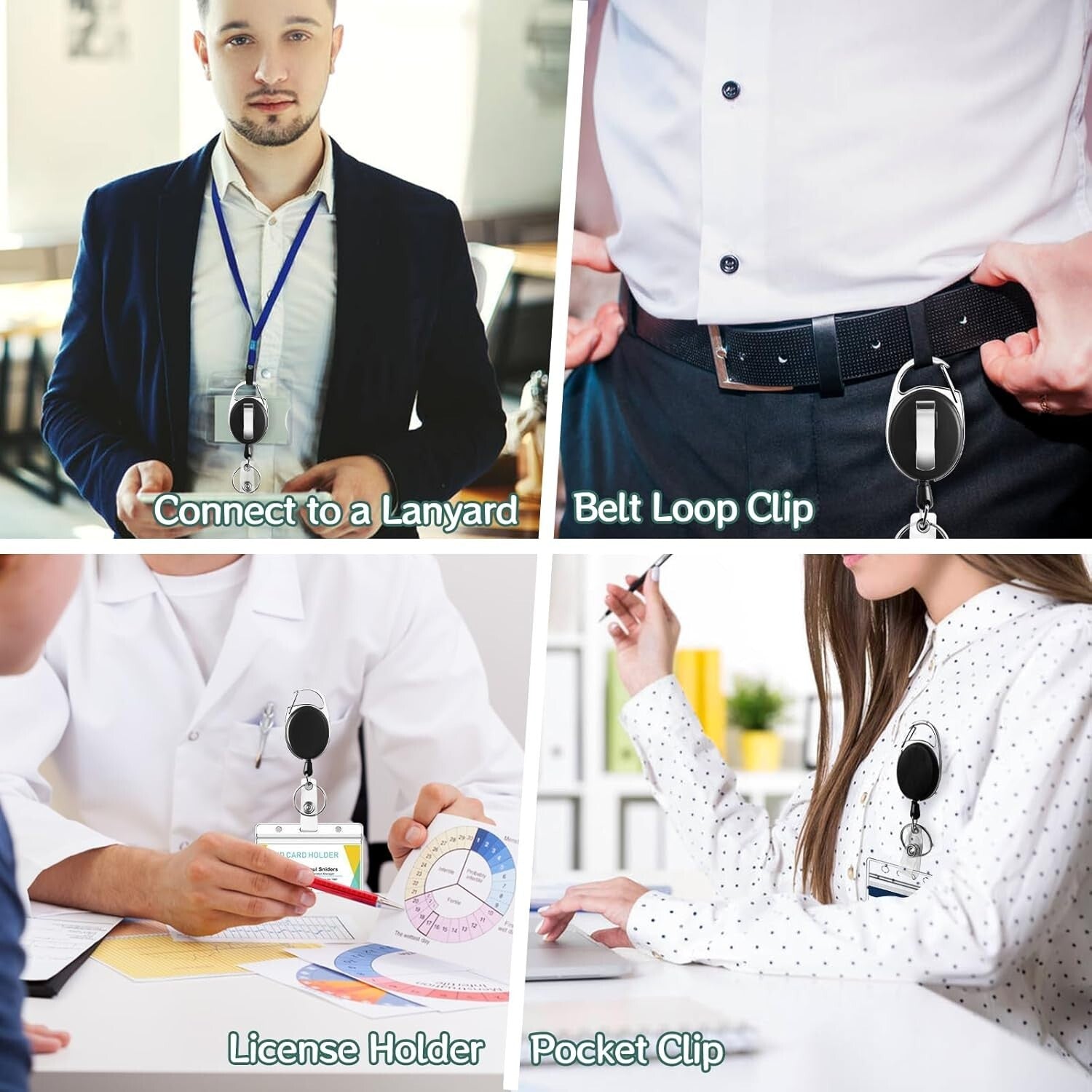 Versatile 50Pcs Badge Reels with Heavy-Duty Clips & 26-Inch Retractable Cord