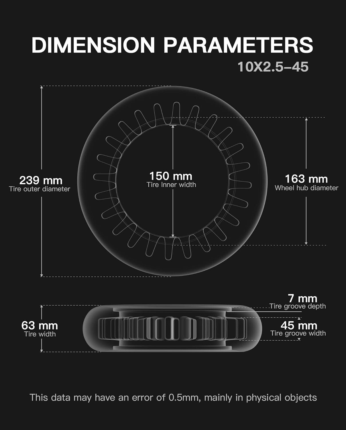 High-Performance 10x2.5 inch Honeycomb Solid Tires for Ninebot MAX & Hiboy S2