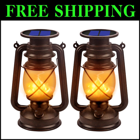 Elegant Solar Lanterns for Table and Patio - Waterproof 2-Pack with Warm Glow