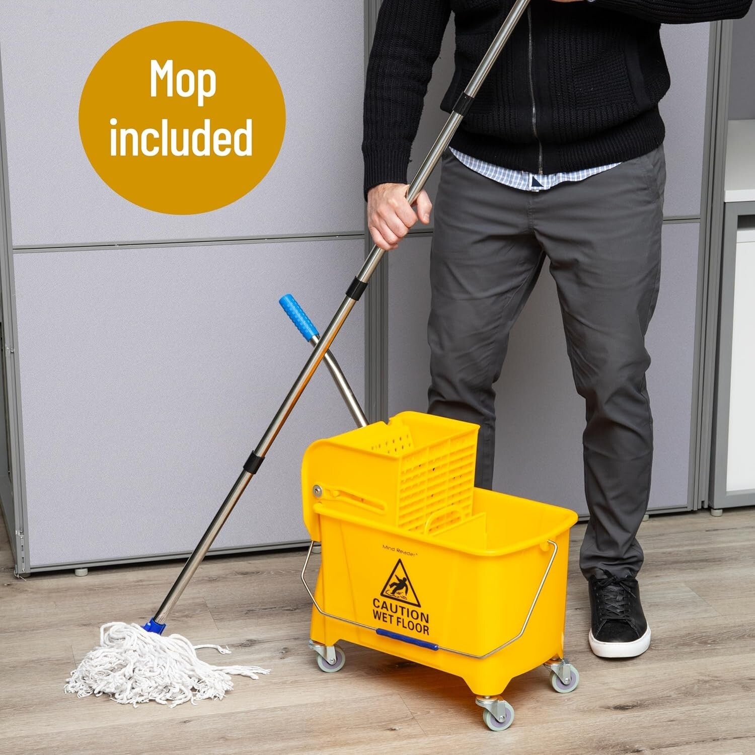 Ergonomic 22 Qt Mop Bucket & Wringer Set with Wheels - Effortless Cleaning
