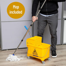 Load image into Gallery viewer, Ergonomic 22 Qt Mop Bucket &amp; Wringer Set with Wheels - Effortless Cleaning