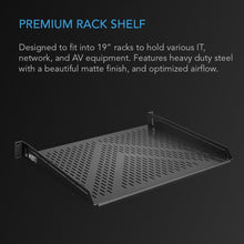 Load image into Gallery viewer, 14-Inch Deep Vented Rack Shelf, 1U Height - Premium Support for AV &amp; IT Gear