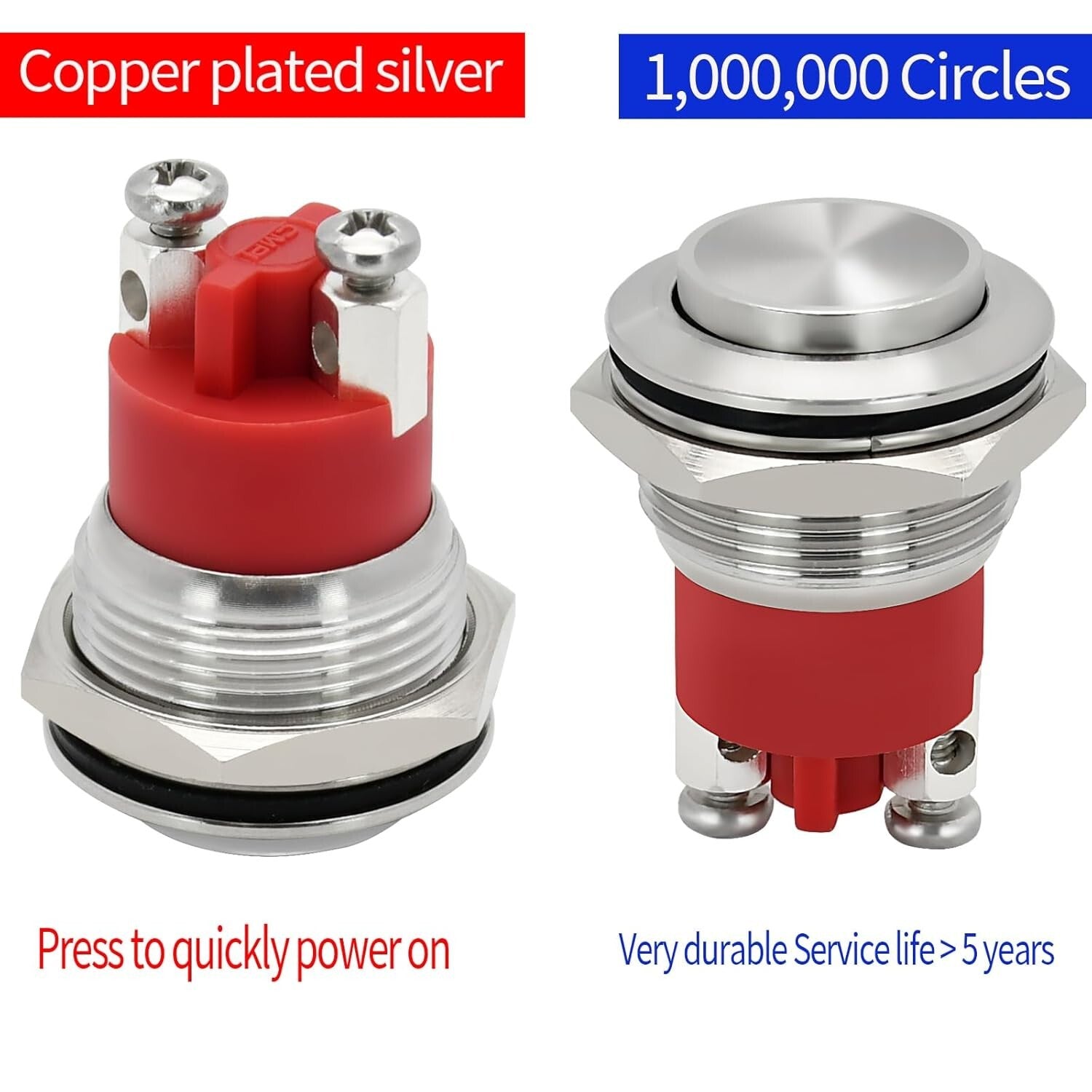 19mm Momentary Push Button Switch Set - IP68 Waterproof for Car and Marine Use