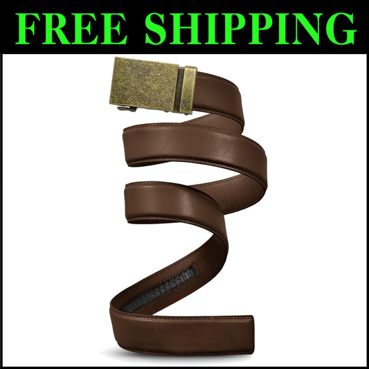 Sophisticated Men's Leather Ratchet Belt - Perfect Fit with Removable Buckle