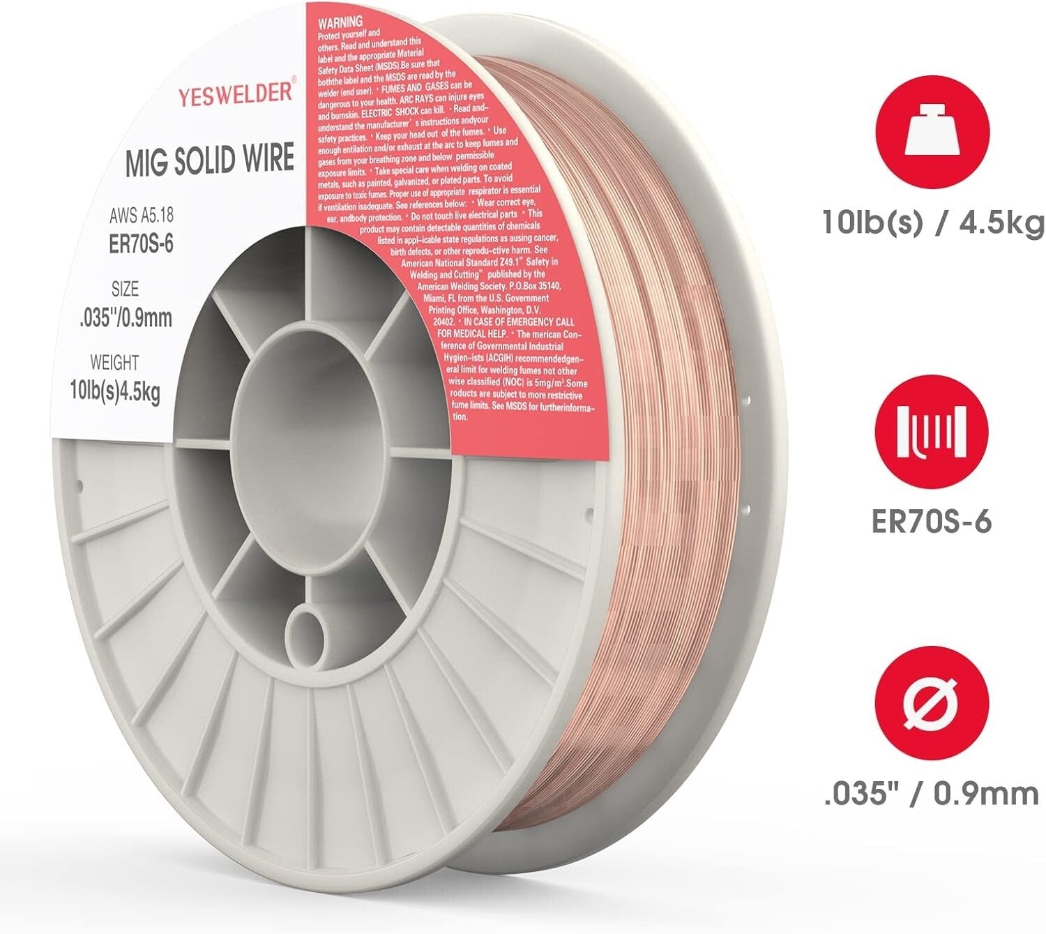 10-Pound MIG Welding Wire - Durable 0.035-Inch Carbon Steel on ABS Spool