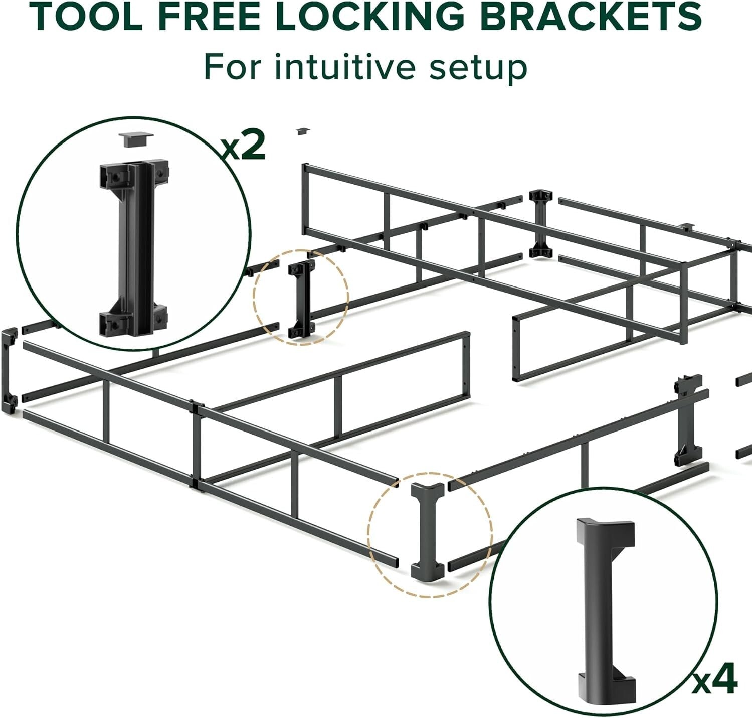 Quick Assembly Full Size 9-Inch Mattress Foundation - Durable Grey Steel Frame