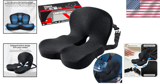 Adjustable Ergonomic Memory Foam Truck Seat Cushion for Long Drives - Dark Gray