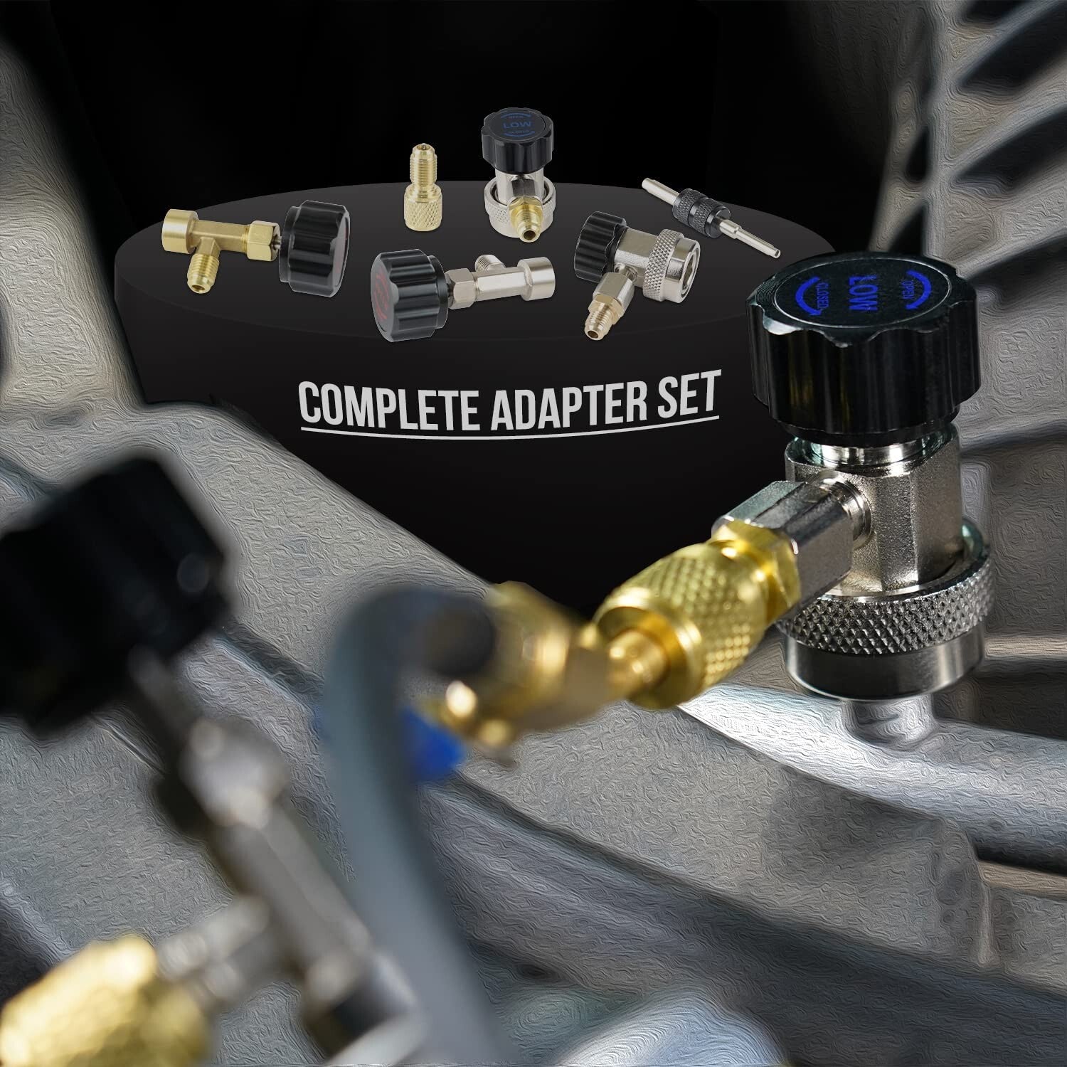 3-Way A/C Manifold Gauge Kit with 5FT Hoses - Easy Read Dials & Durable Design