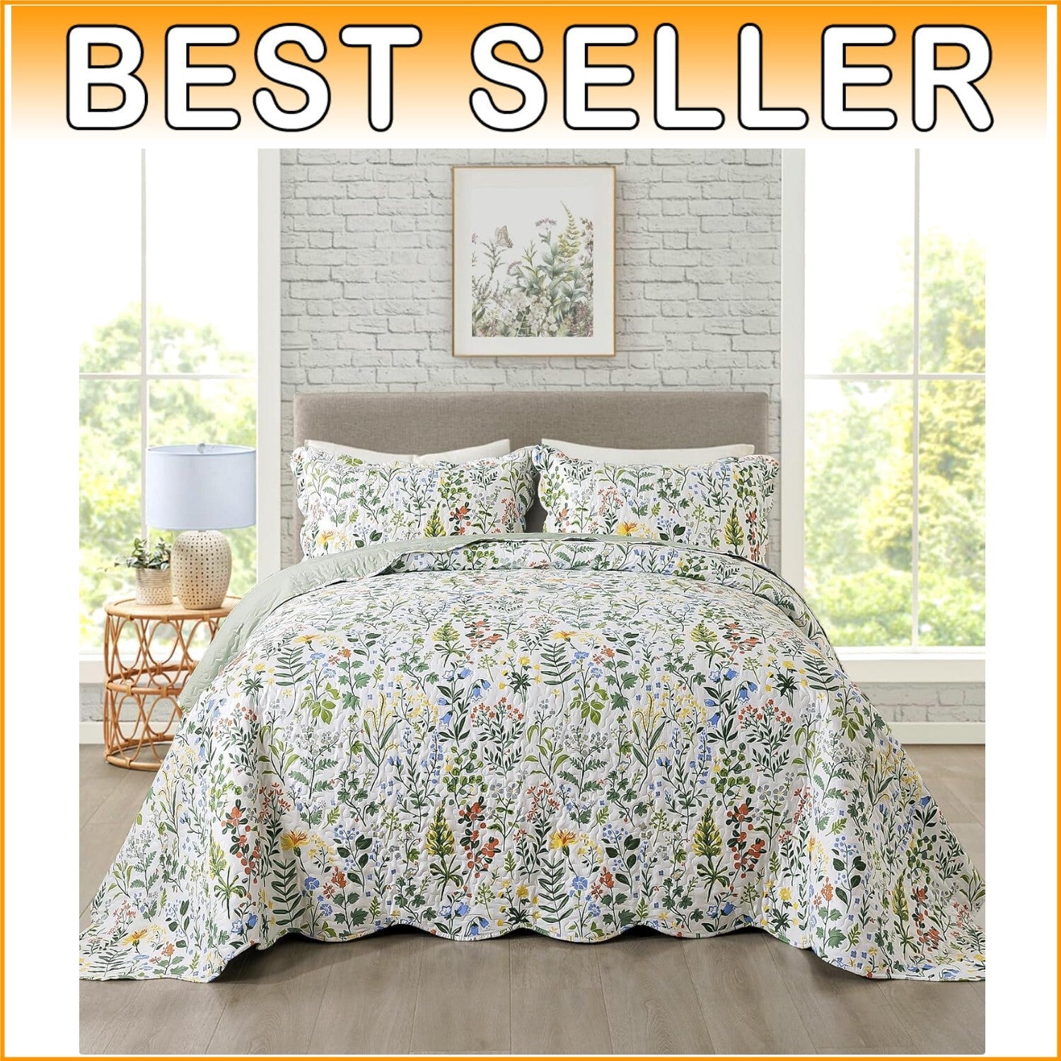 Exquisite Quilted King Bedspread Set - Lightweight Microfiber Floral Coverlet