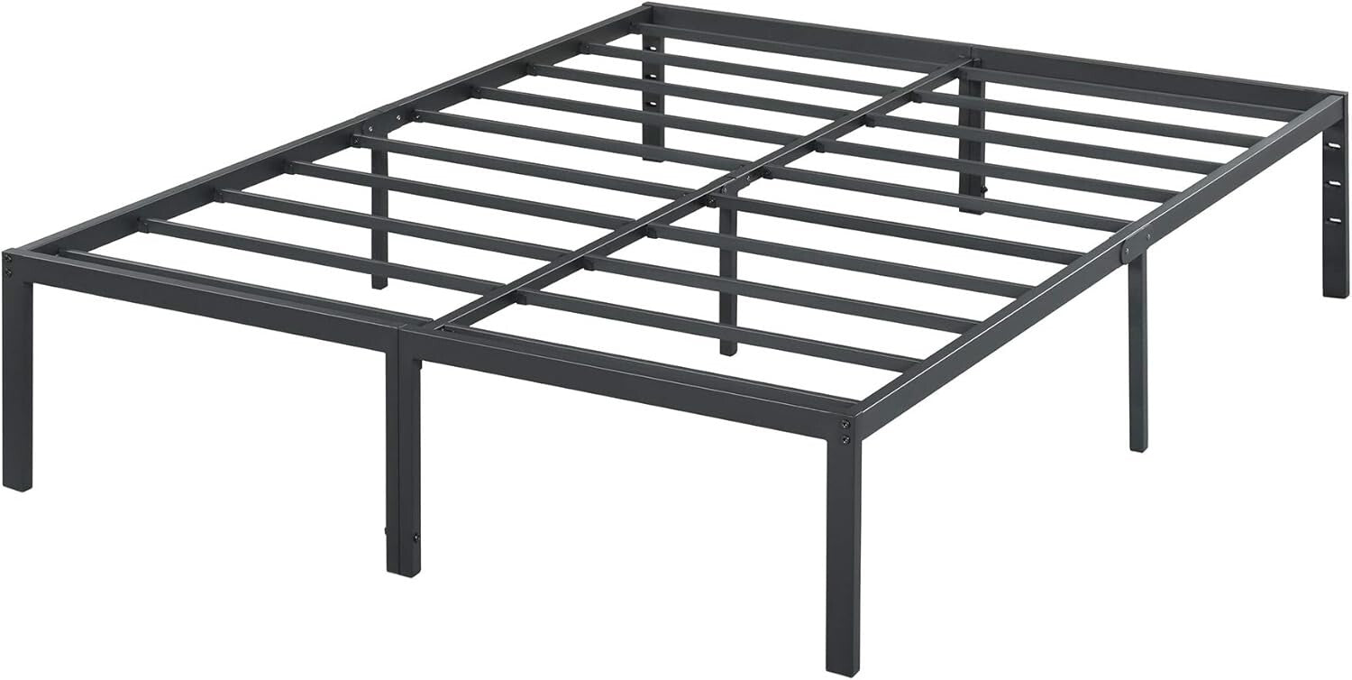Elegant Black Full-Size Bed Frame - 18-Inch, Easy Assembly, No Box Spring Needed