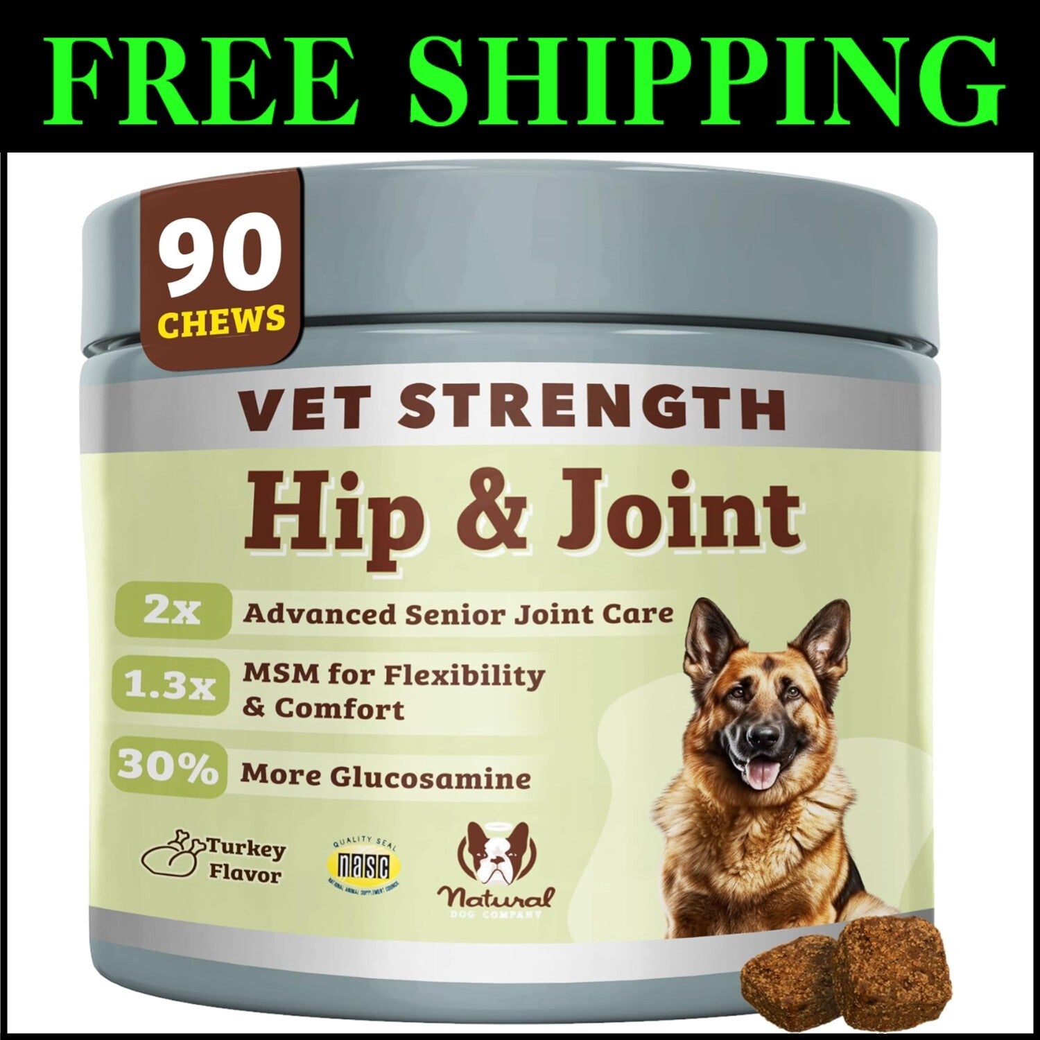 Vet-Approved Joint & Hip Chews - 90ct Glucosamine & Mobility Support for Dogs