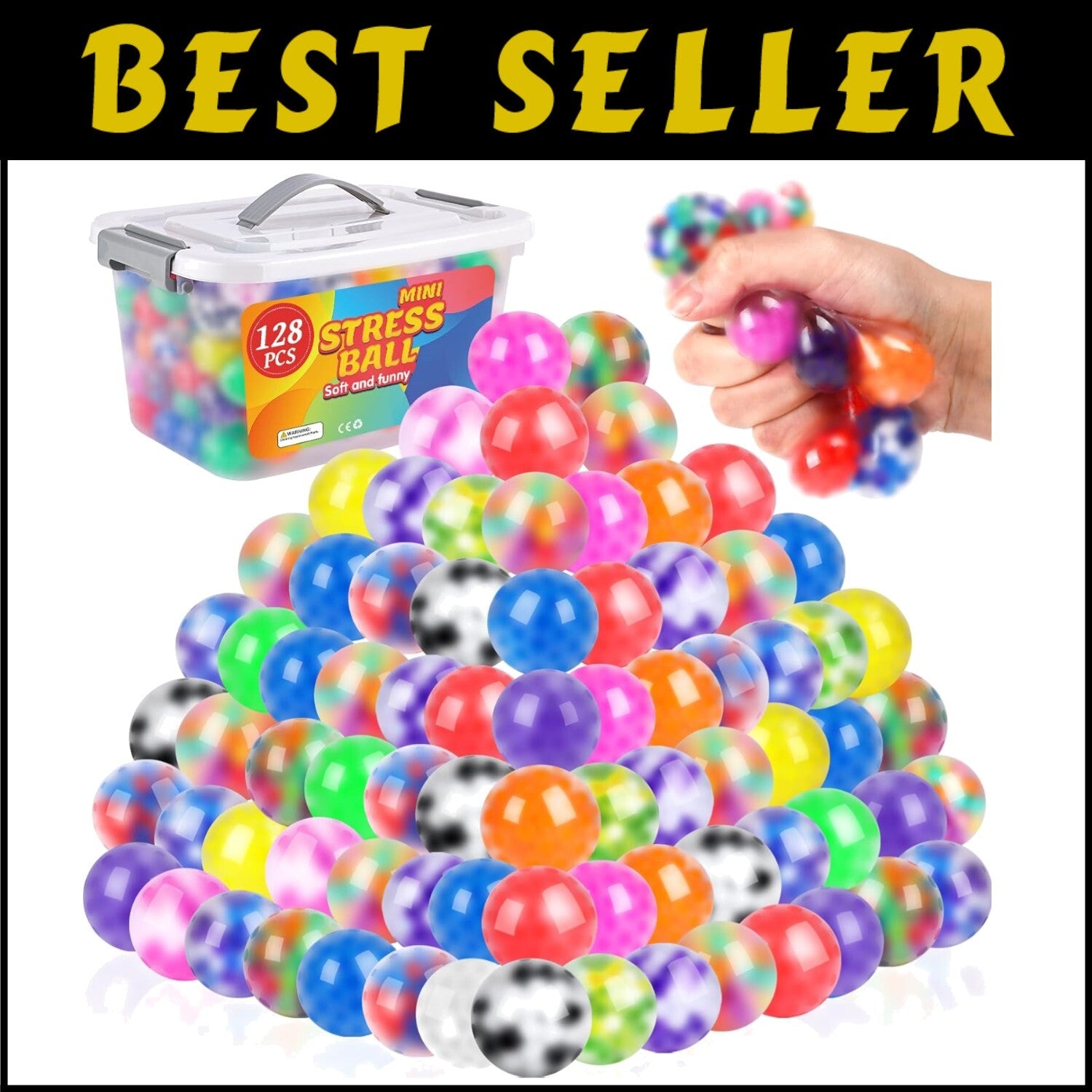 Soft Squishy Fidget Balls - 128 Pack of Anti-Anxiety Stress Relievers for Adults