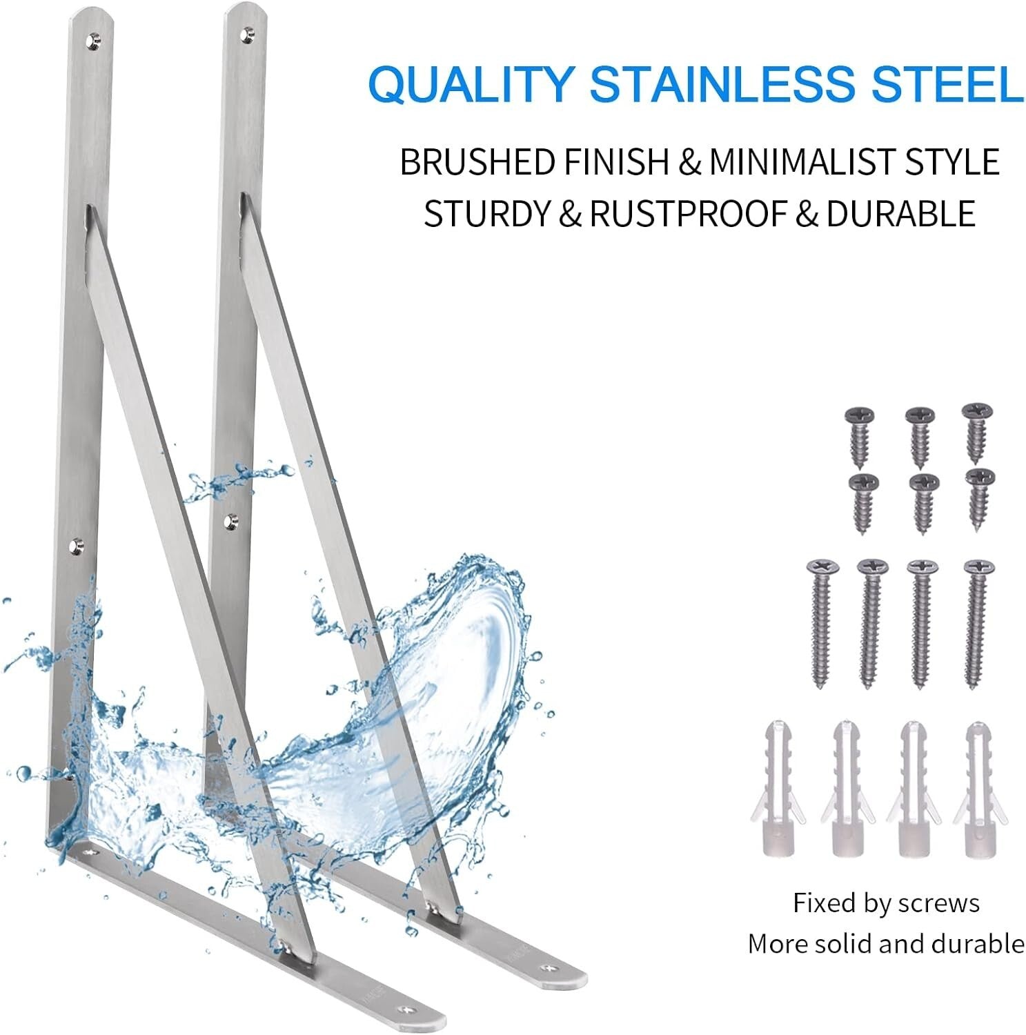 Stainless Steel 20" Shelf Brackets - 550lb Capacity, Ideal for DIY Projects