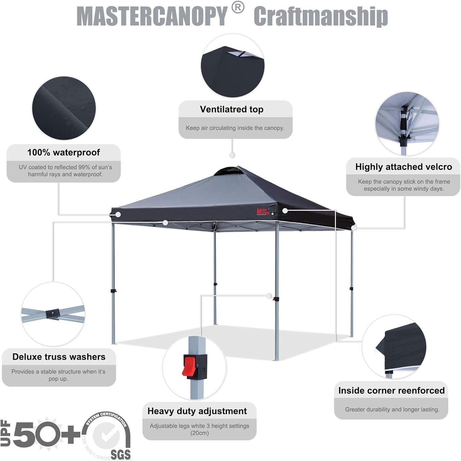 Versatile 10x10 Pop-Up Tent with Height Adjustments for Tailgating and Festivals