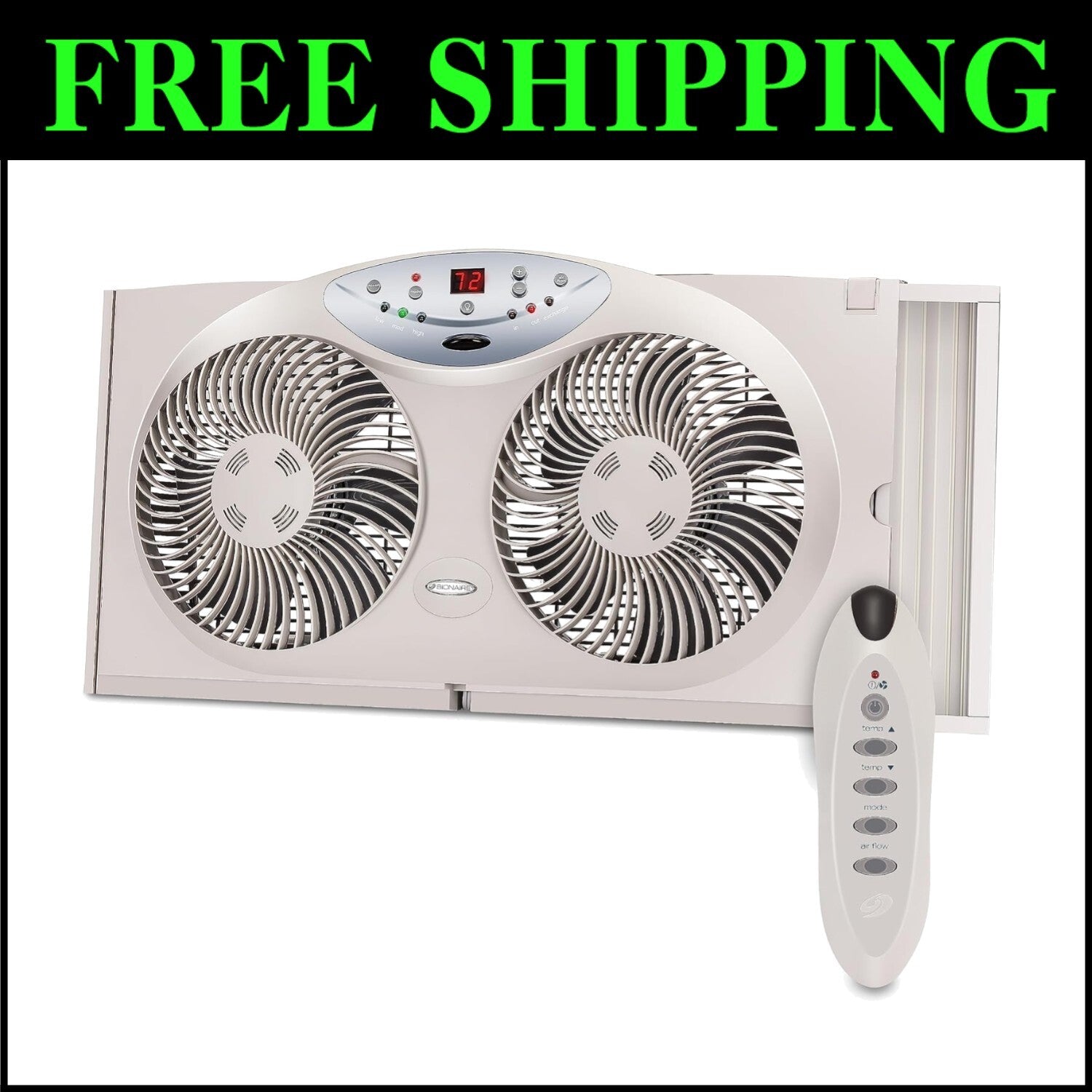 Bionaire Reversible Window Fan with Programmable Thermostat - Quiet Comfort