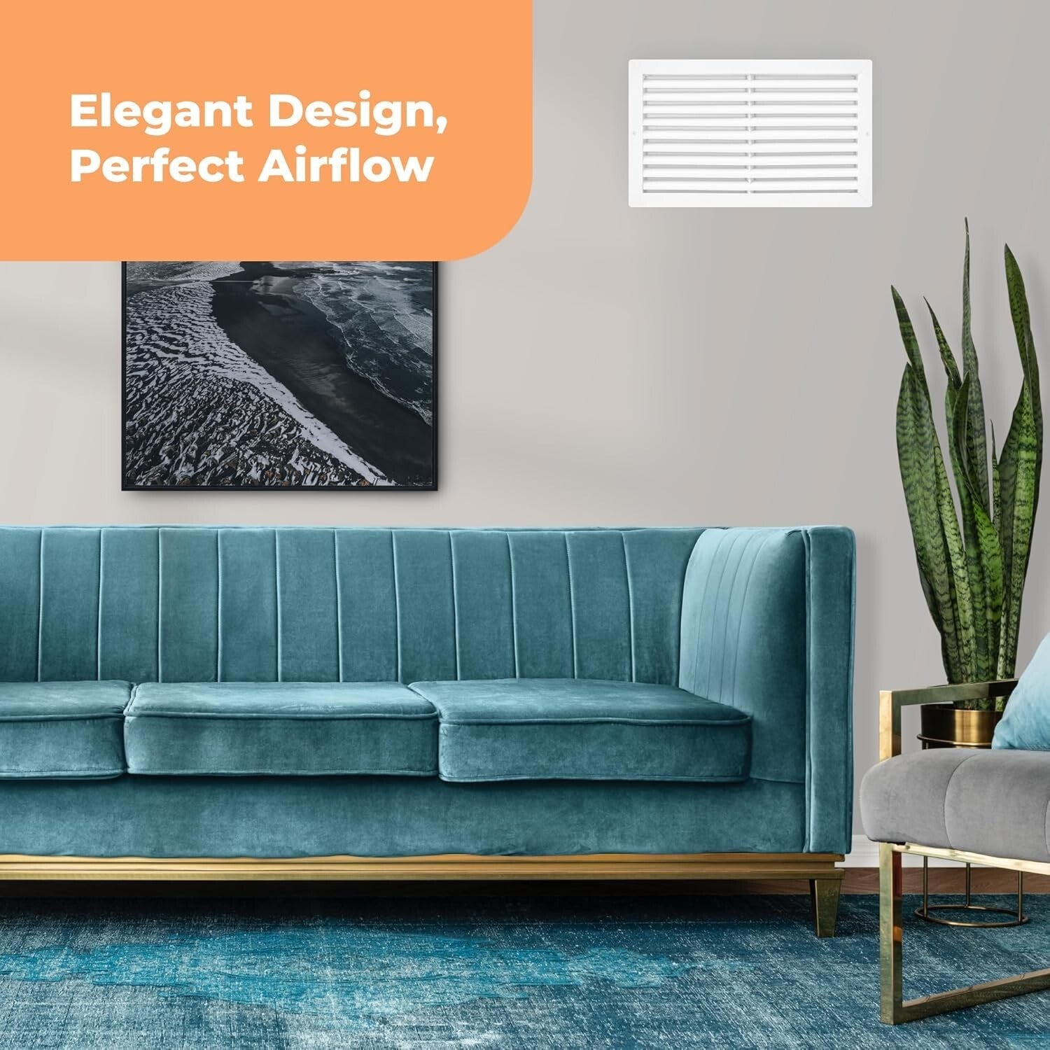 Quiet Operation 20 x 12 Inch AC Transfer Grille - Easy Install & Lightweight