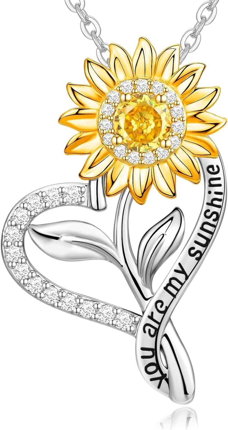 Beautiful S925 Silver Sunflower Necklace with Gold Plating for Special Occasions